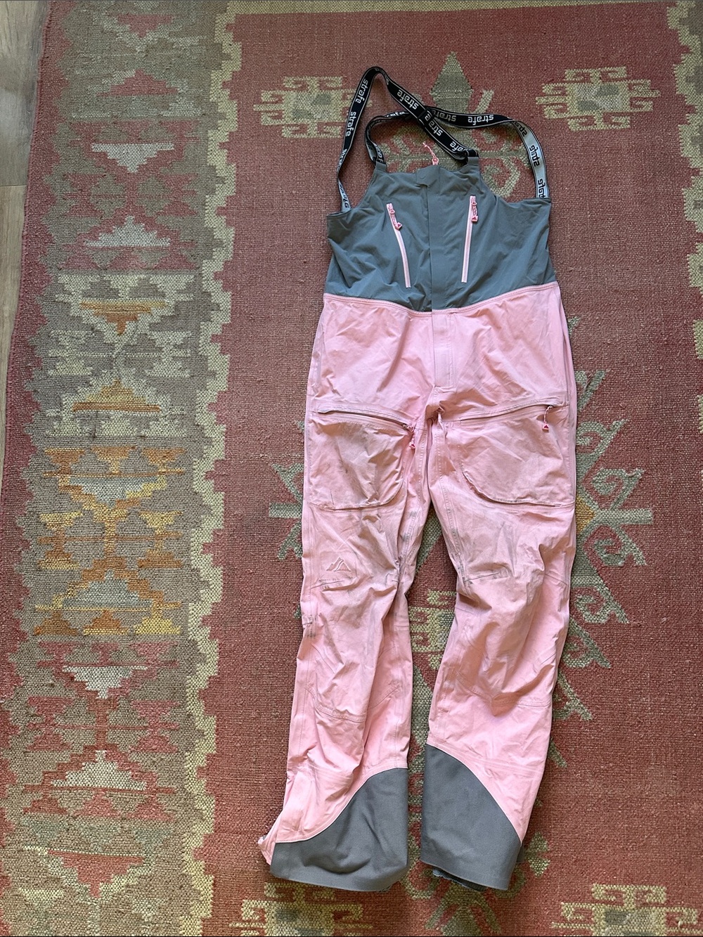 Strafe Women’s Two-Tone Pink and Gray Bib Snow Pants